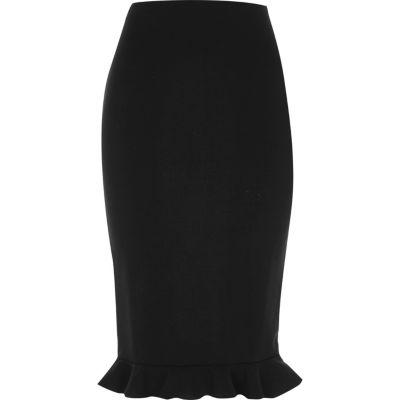 River Island Womens Frill Hem Midi Pencil Skirt