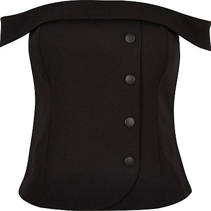 River Island Womens Plus Button Front Bardot Top