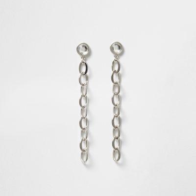 River Island Womens Silver Link Chain Drop Earrings