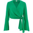 River Island Womens Bell Sleeve Wrap Ballet Crop Top