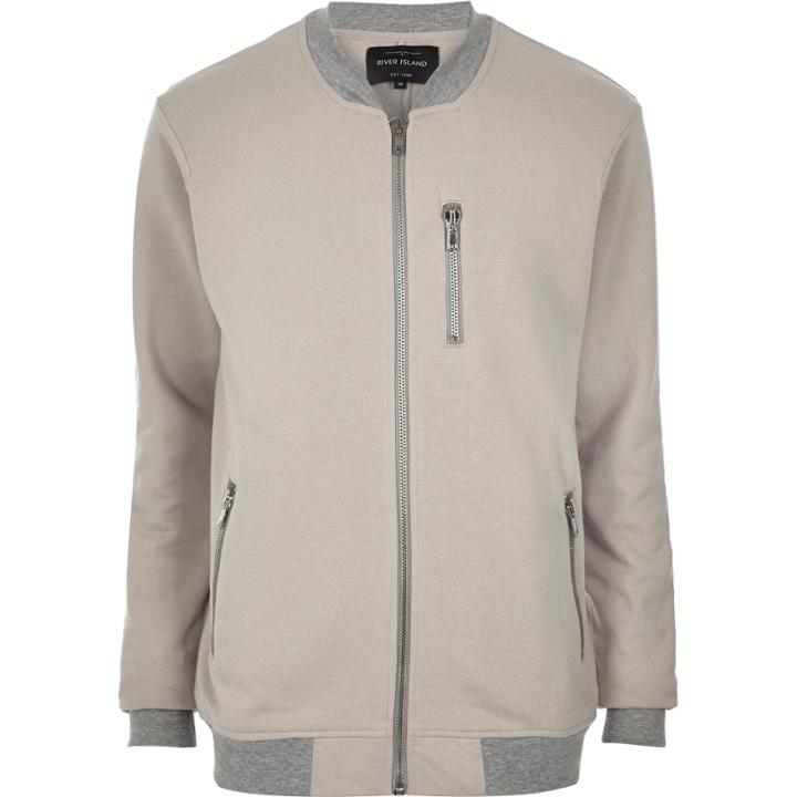 River Island Mensgrey Zip-up Bomber Jacket