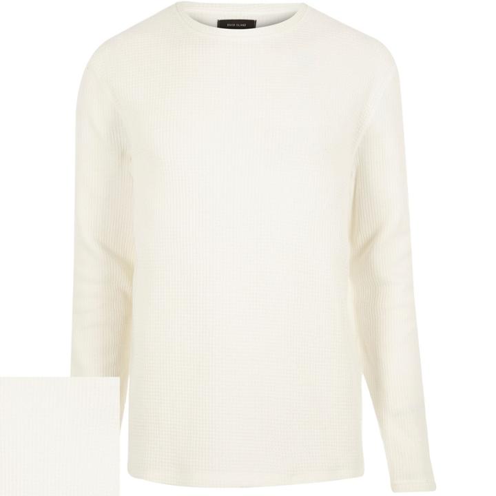 River Island Mensecru Textured Waffle Jumper
