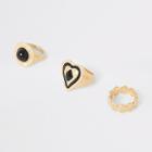 River Island Womens Gold Colour Heart Ring Multipack
