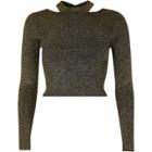 River Island Womens And Gold Lurex Stitch Fitted Crop Top