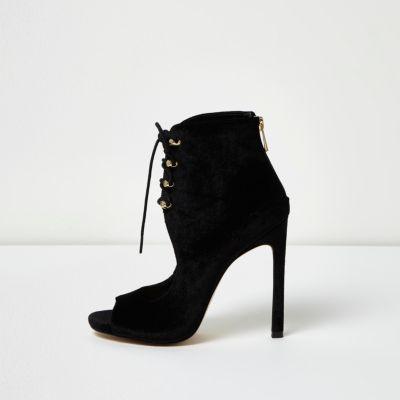 River Island Womens Velvet Cut-out Shoe Boots
