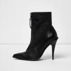 River Island Womens Zip Pointed Toe Stiletto Leather Boots