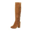 River Island Womens Brown Wide Leg Fit Fringe Knee High Boots