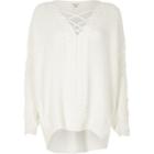 River Island Womens Cable Knit Lace-up Front Sweater
