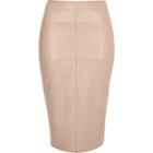 River Island Womens Nude Faux Leather Pencil Skirt