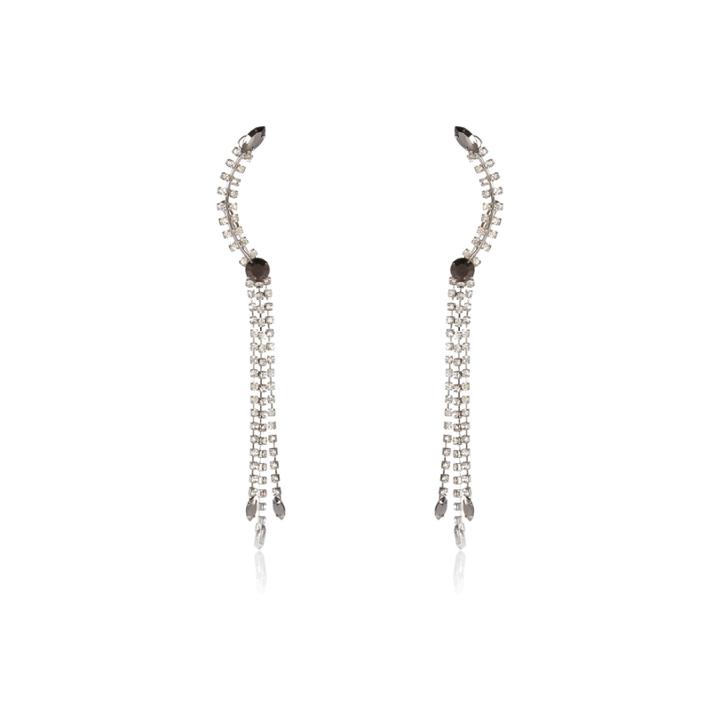 River Island Womens Silver Tone Crystal Dangle Ear Bars