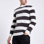 River Island Mens Stripe Slim Fit Chenille Knit Sweater