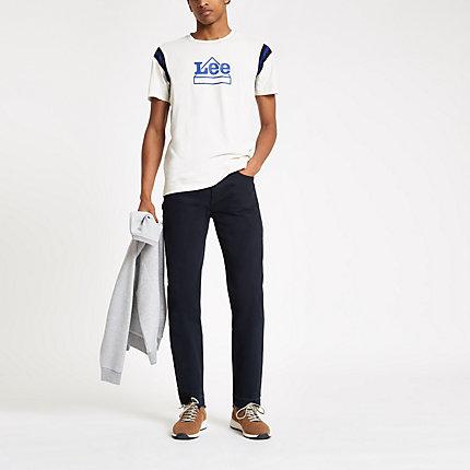 River Island Mens Lee White Branded Logo T-shirt