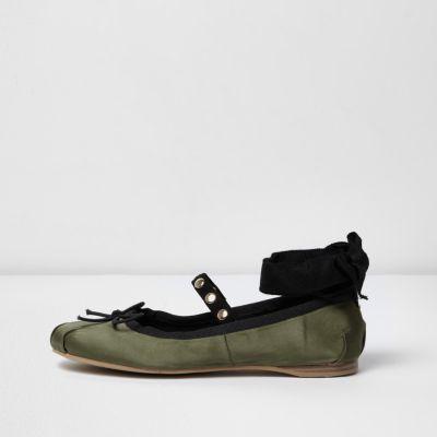 River Island Womens Ankle Ribbon Ballet Flats