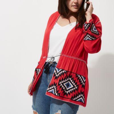 River Island Womens Plus Collection Aztec Long Sleeve Kimono