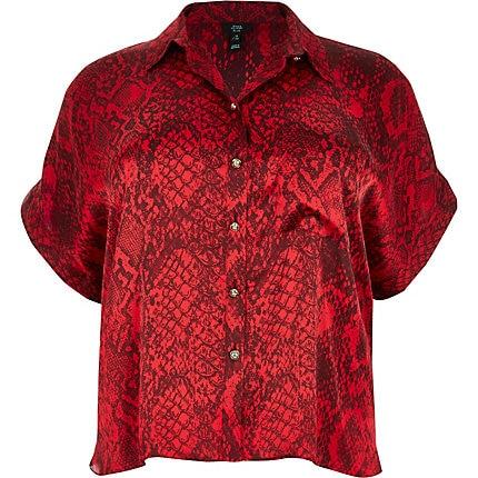 River Island Womens Plus Snake Print Short Sleeve Shirt