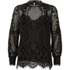 River Island Womens Lace High Neck Long Sleeve Top