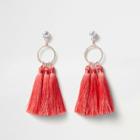 River Island Womens Pink Diamante Ring Tassel Earrings