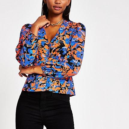 River Island Womens Print Long Sleeve Tea Top