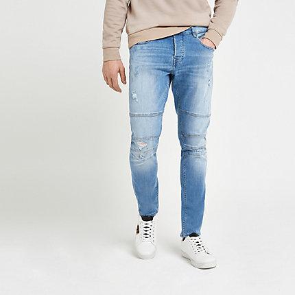 River Island Mens Only And Sons Slim Tapered Biker Jeans