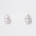 River Island Womens Silver Plated Cubic Zirconia Teardrop Earring