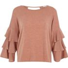 River Island Womens Knit Tiered Frill Sleeve Top