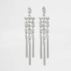 River Island Womens Silver Tone Diamante Dangle Drop Earrings