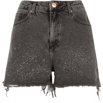 River Island Womens Washed Paint Splatter Denim Shorts
