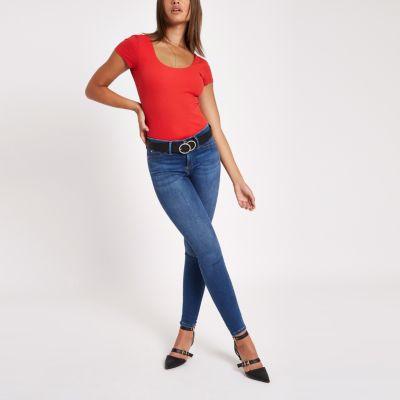 River Island Womens Rib Scoop Neck Bodysuit