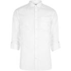 River Island Mens White Poplin Rolled Sleeve Slim Fit Shirt