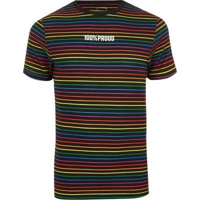 River Island Mens Muscle Fit Pride Stripe T-shirt