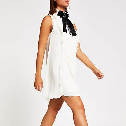 River Island Womens White High Neck Swing Dress