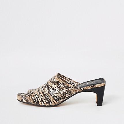 River Island Womens Snake Print Mules