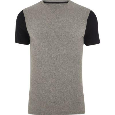 River Island Mens Muscle Fit Colour Block Sleeve T-shirt