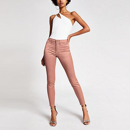 River Island Womens Metallic Molly Mid Rise Jeans