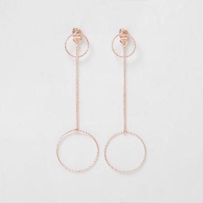 River Island Womens Rose Gold Tone Open Circle Drop Earrings