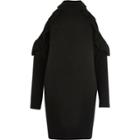 River Island Womens Knit Cold Shoulder Frill Sweater Dress