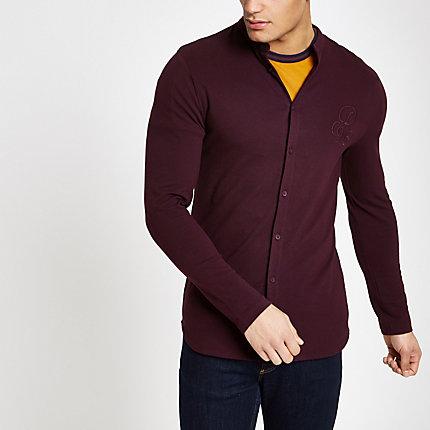 River Island Mens R96 Muscle Fit Grandad Shirt