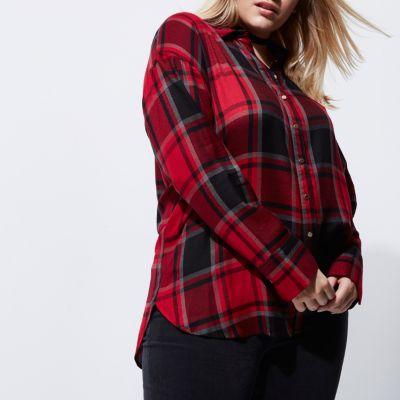 River Island Womens Plus Check Bow Back Shirt