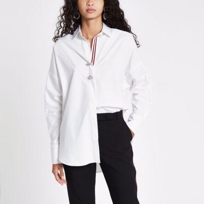 River Island Womens White Batwing Tape Trim Shirt