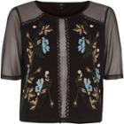 River Island Womens Embroidered Mesh T-shirt