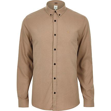River Island Mens Flannel Plain Long Sleeve Shirt