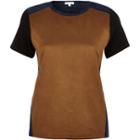 River Island Womens Faux-suede Panel T-shirt