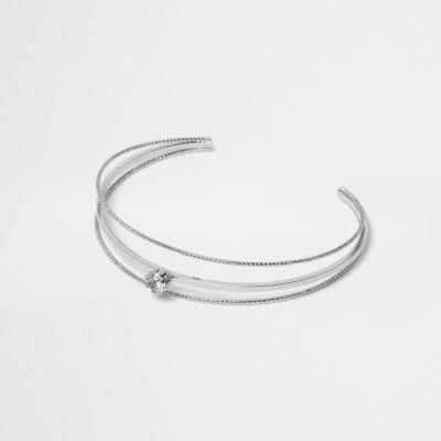 River Island Womens Silver Tone Jewel Cuff Bracelet