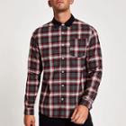 River Island Mens Check Long Sleeve Cord Collar Shirt