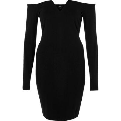 River Island Womens Bardot Long Sleeve Bodycon Dress