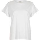 River Island Womens White Frill Sleeve T-shirt