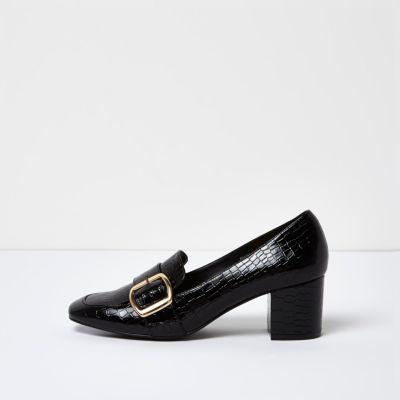 River Island Womens Croc Buckle Strappy Heeled Loafers