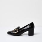 River Island Womens Croc Buckle Strappy Heeled Loafers