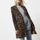 River Island Womens Petite Leopard Print Overcoat