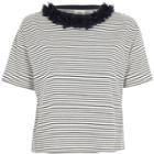 River Island Womens Stripe Flower Neck Boxy T-shirt